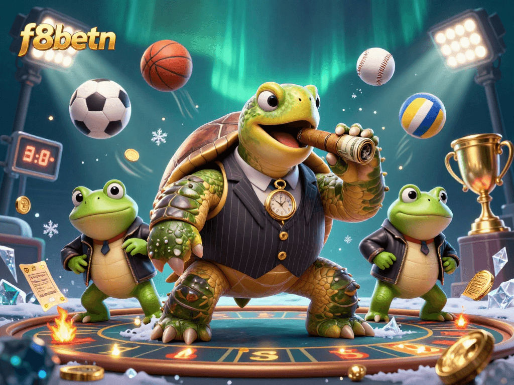 Experience thrilling action at f8betn with a dynamic casino illustration featuring gaming elements and characters.