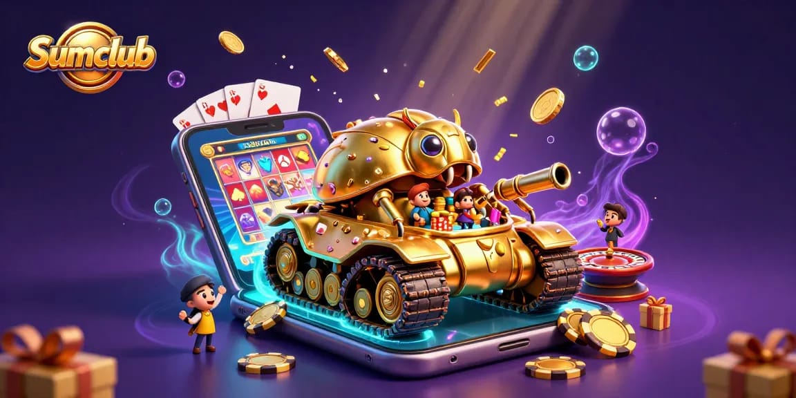 Experience fun at Sumclub with an exciting 3D casino atmosphere packed with vibrant game elements.