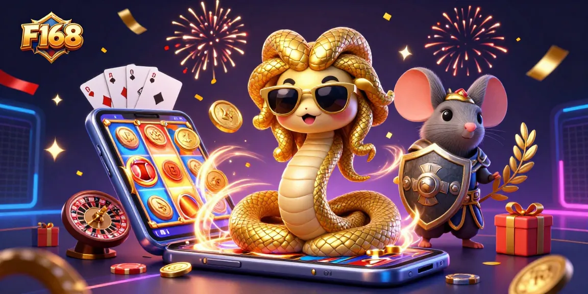 Experience thrilling gaming at F168 with lively characters and vibrant casino elements