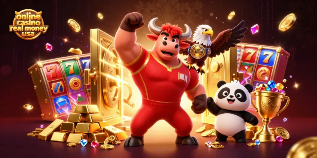 Win big at online casino real money usa with an energetic scene featuring iconic characters and exciting gaming elements.