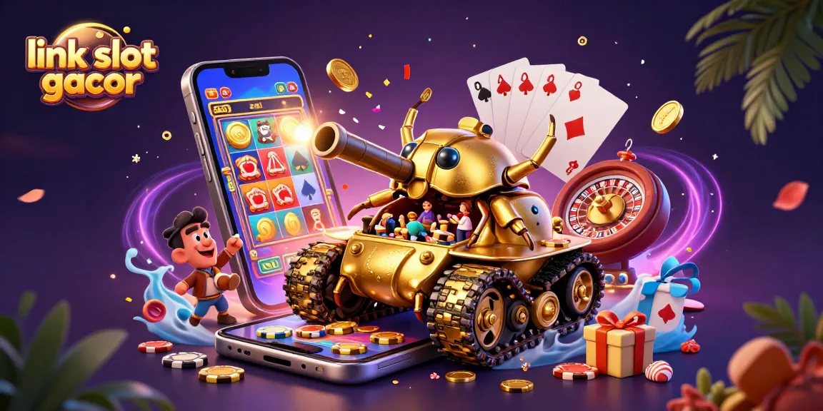 Menangkan slot gacor dengan mesin slot berwarna-warni dan koin emas yang meluncur keluar.