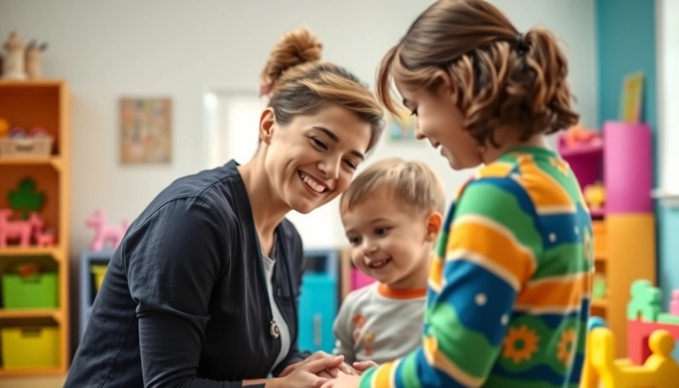 Demonstration of ABA therapy in Livonia with a therapist engaging with a child in a bright, playful environment.