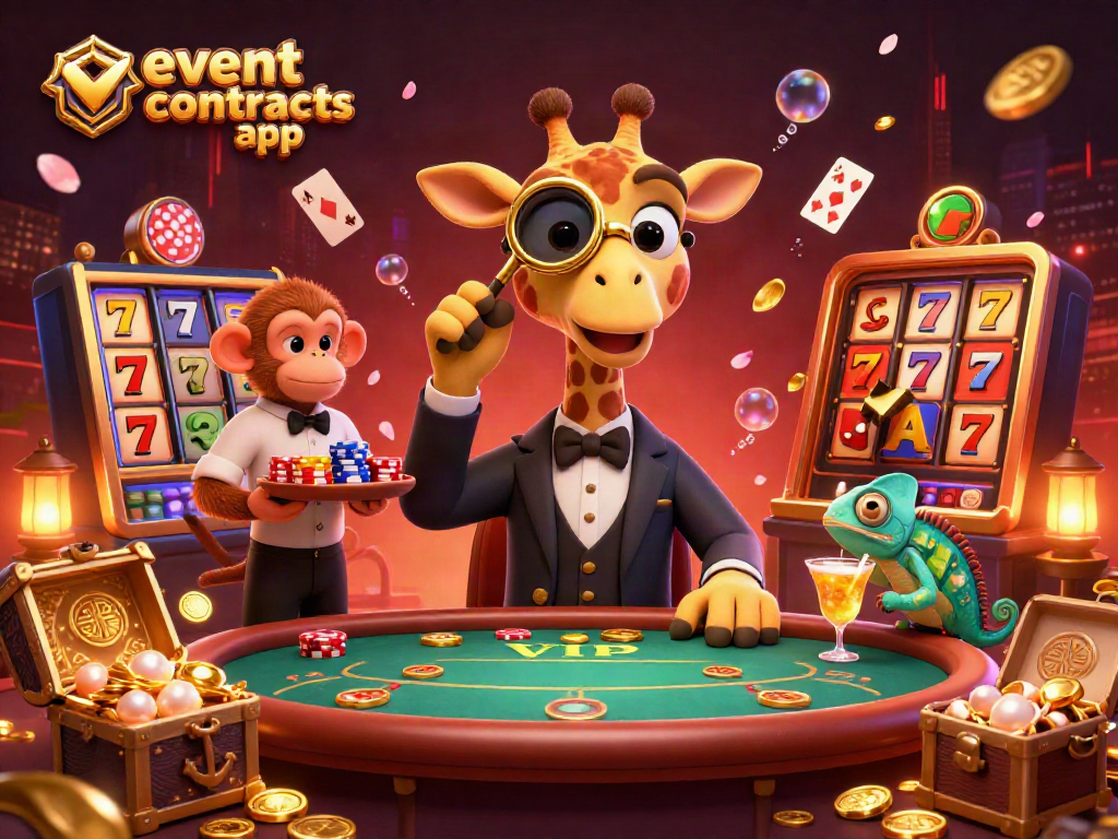 Engage with the event contracts app amongst vibrant casino characters and rich gambling elements.