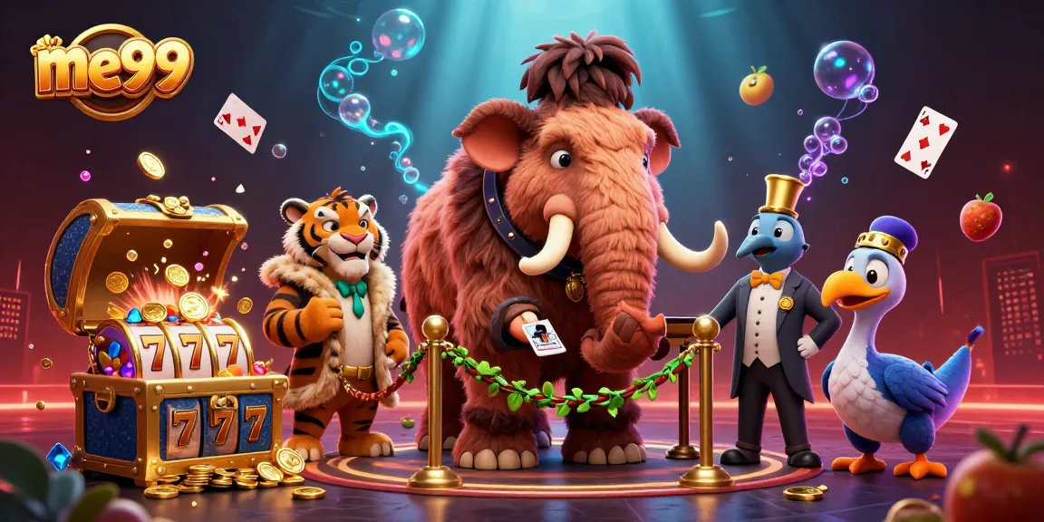 Experience thrilling gameplay with me99 at a vibrant casino scene featuring unique characters and exciting elements.
