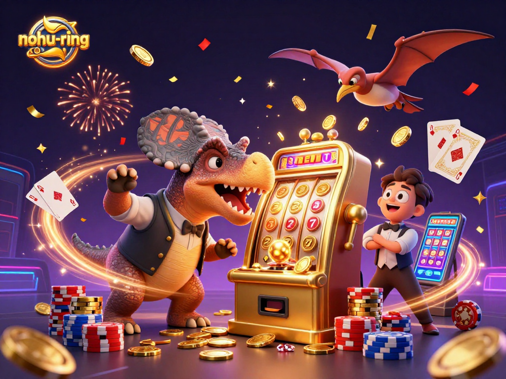 Experience the thrill of nohu-ring with vibrant characters celebrating big wins at the casino.