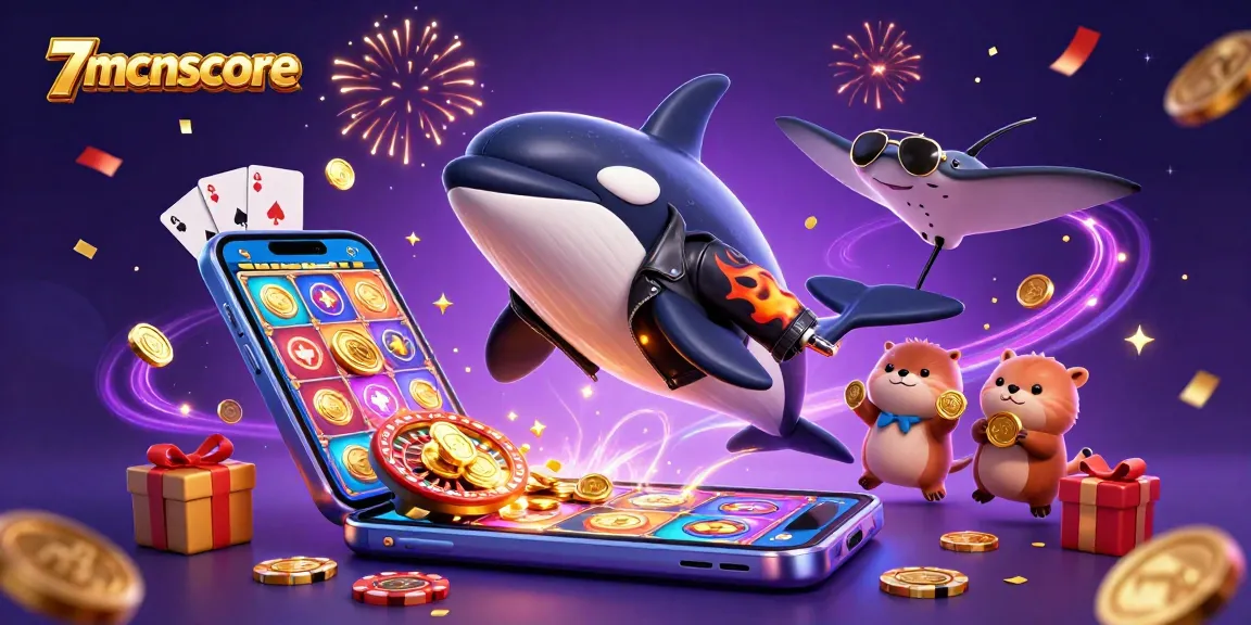 Experience excitement with 7mcnscore in this vibrant 3D casino illustration showcasing a thrilling gambling scene.