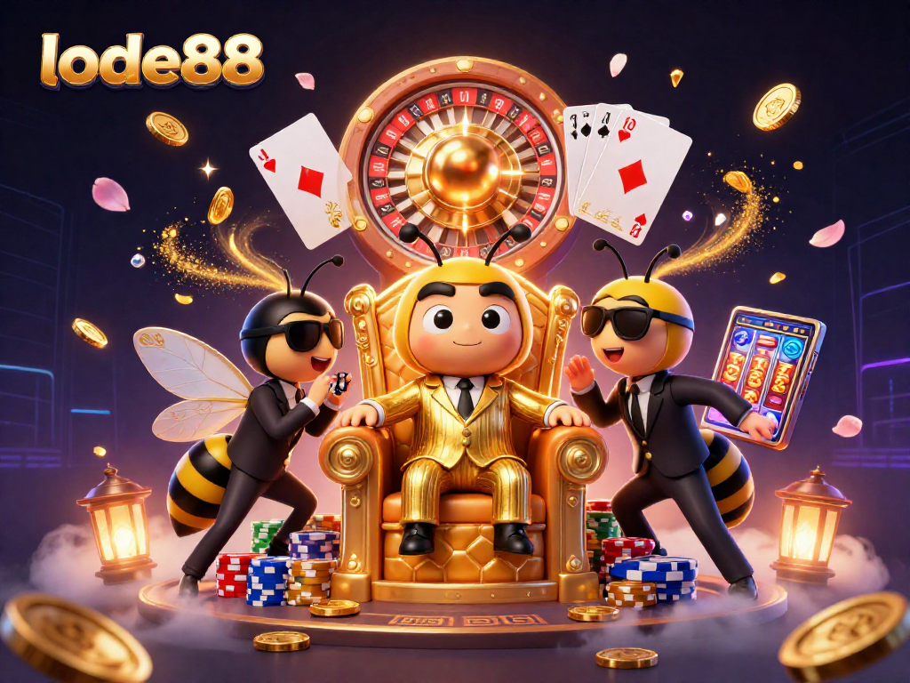 Experience the thrill of lode88 with an exciting bumblebee mob boss scene in a rich casino setting