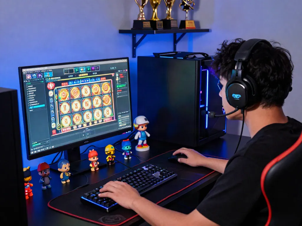 Tampilan gaming yang menunjukkan pengalaman bermain Situs PG dengan peralatan canggih dan suasana yang energik.