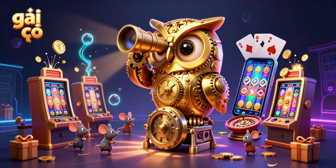 Engaging illustration showing gái gọi at a vibrant casino with slot games and charming characters.