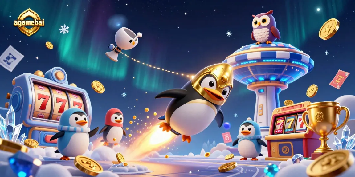Engage in thrilling casino excitement with agamebai featuring rocket-powered penguin and jackpot elements.