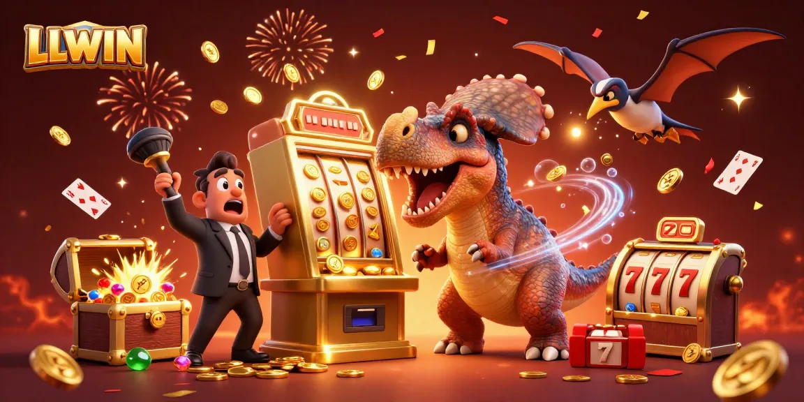 LLWIN offers an exciting casino adventure as a pachycephalosaurus wins big at the slots.