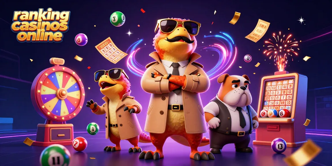 Participa en ranking casinos online con ratas 3D y elementos de bingo vibrantes en una escena divertida.