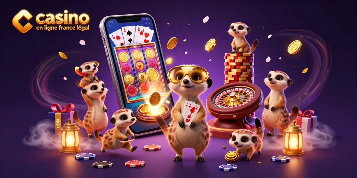 Des suricates exploitent les jeux au casino en ligne légal en France, animant une scène captivante.