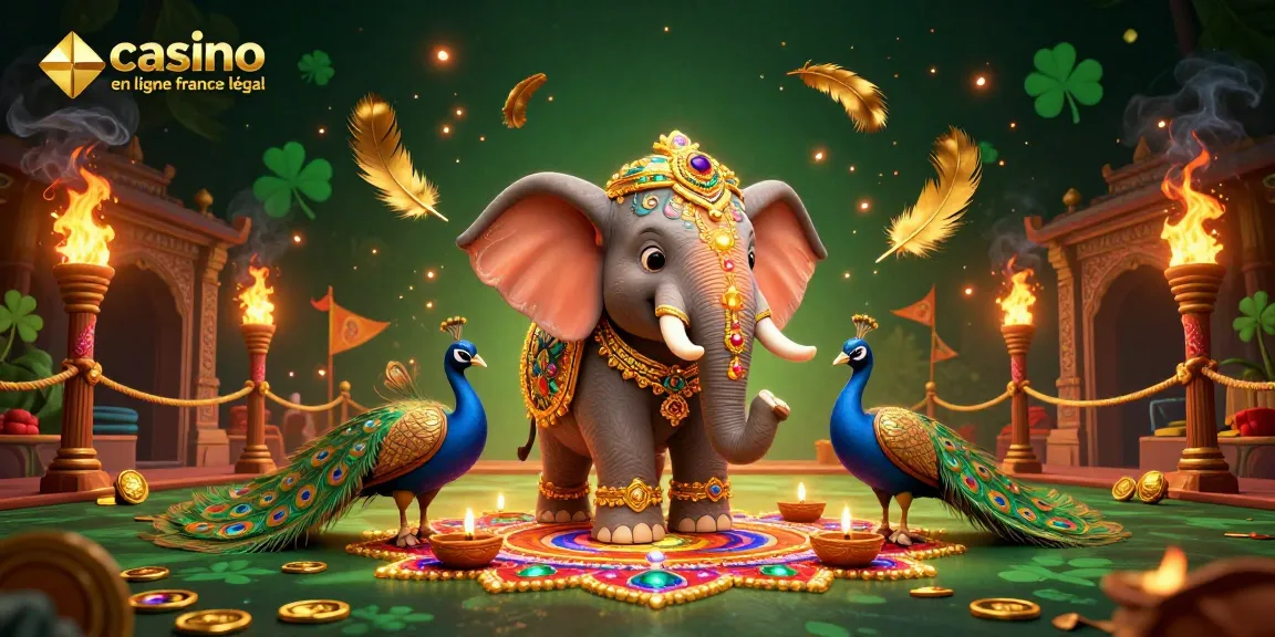 Vivez votre expérience de casino en ligne légal en France avec un éléphant décoré dans une scène vibrante.