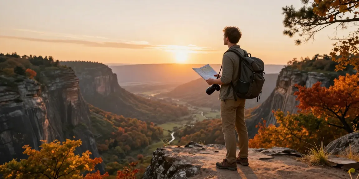 NAGA2000 traveler enjoying a scenic mountain view during golden hour.