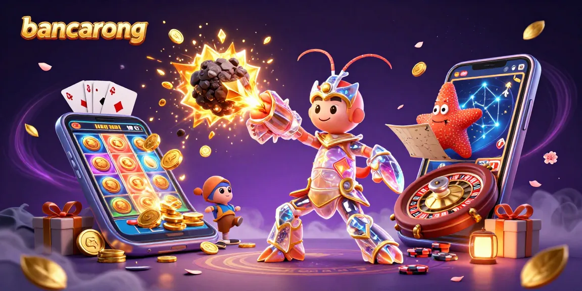 Bancarong offers a vibrant casino experience with golden gems and animated gaming elements throughout.