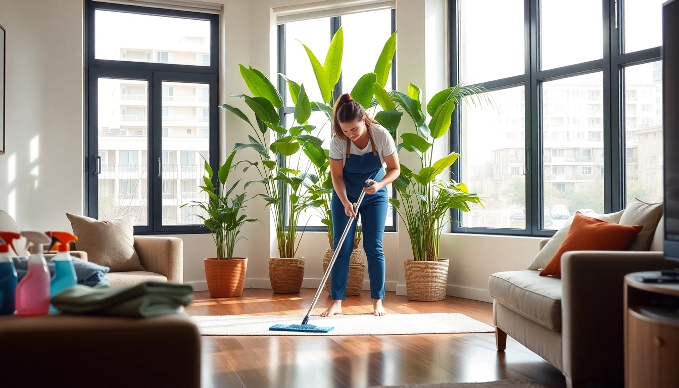 Bond cleaning Logan services depicted by a cleaner ensuring a spotless apartment.