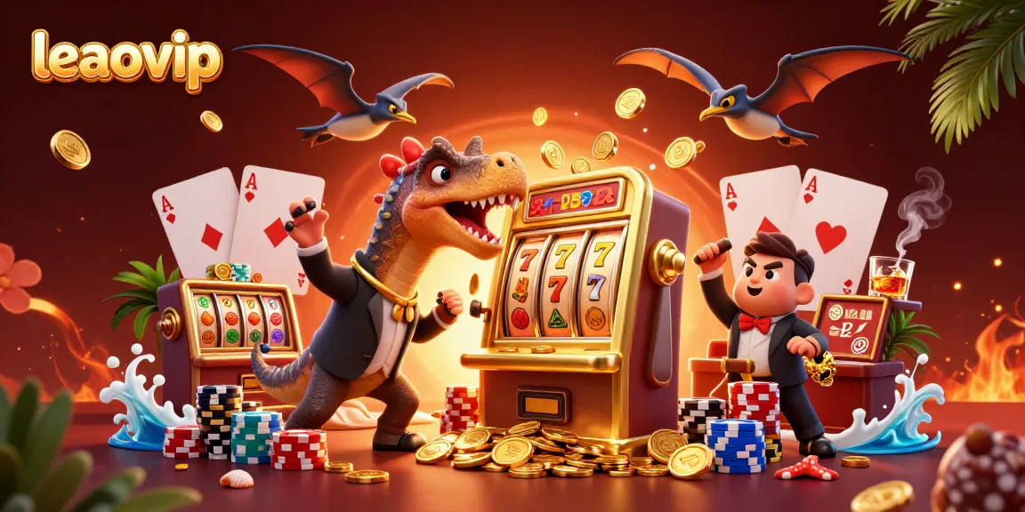 Experience leaovip excitement with a pachycephalosaurus hitting a jackpot in this vibrant casino scene.
