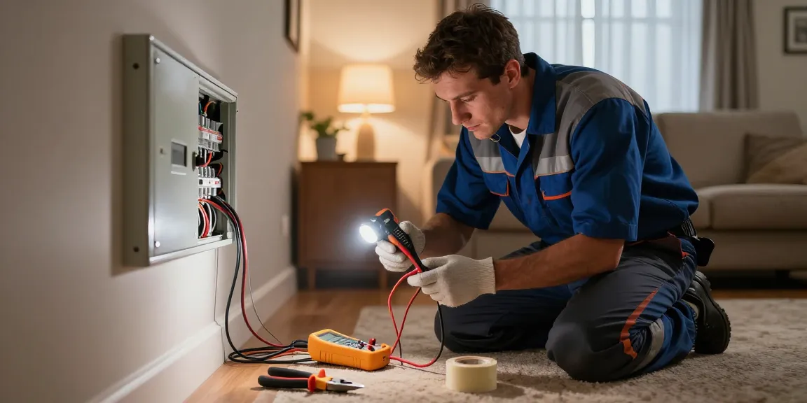 Bromsgrove emergency electrician assessing home electrical issues with tools in a professional manner.