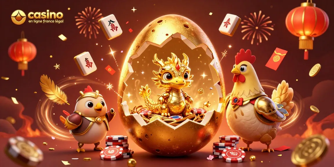 Jouer sur un casino en ligne France légal avec un dragon d'or et des jetons de poker scintillants.