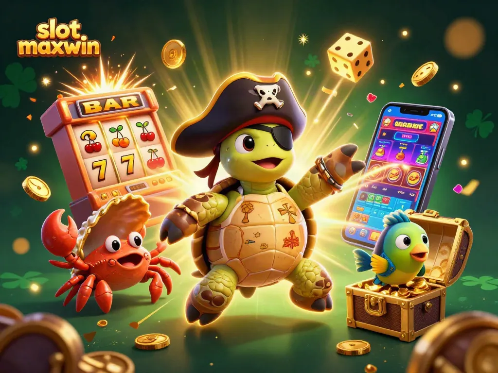 Experience the thrill of slot maxwin with an exciting 3D pirate illustration showcasing vibrant casino elements.