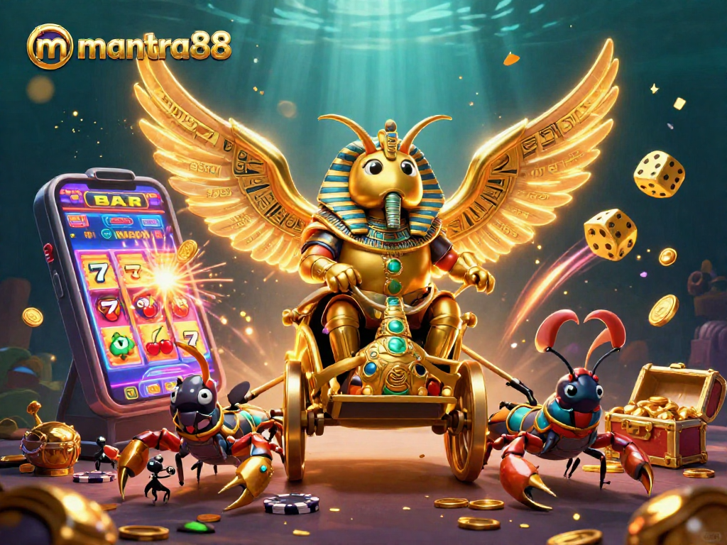 Experience the thrill of mantra88 with a vibrant scene of jackpot excitement and golden characters!