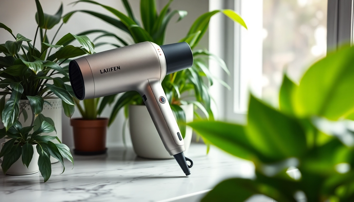 Stylish Laifen hair dryer showcased in a bright modern setting, emphasizing its design and features.