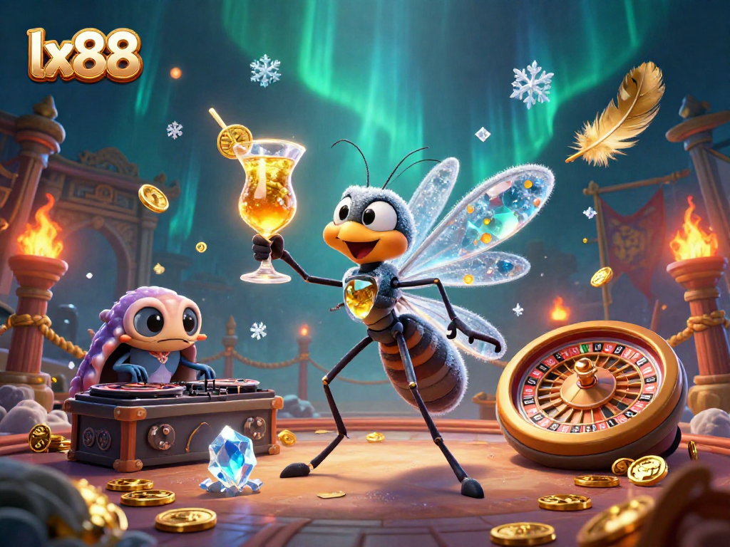 Experience thrilling gameplay at lx88 with a vibrant scene of unique casino characters and dynamic elements.