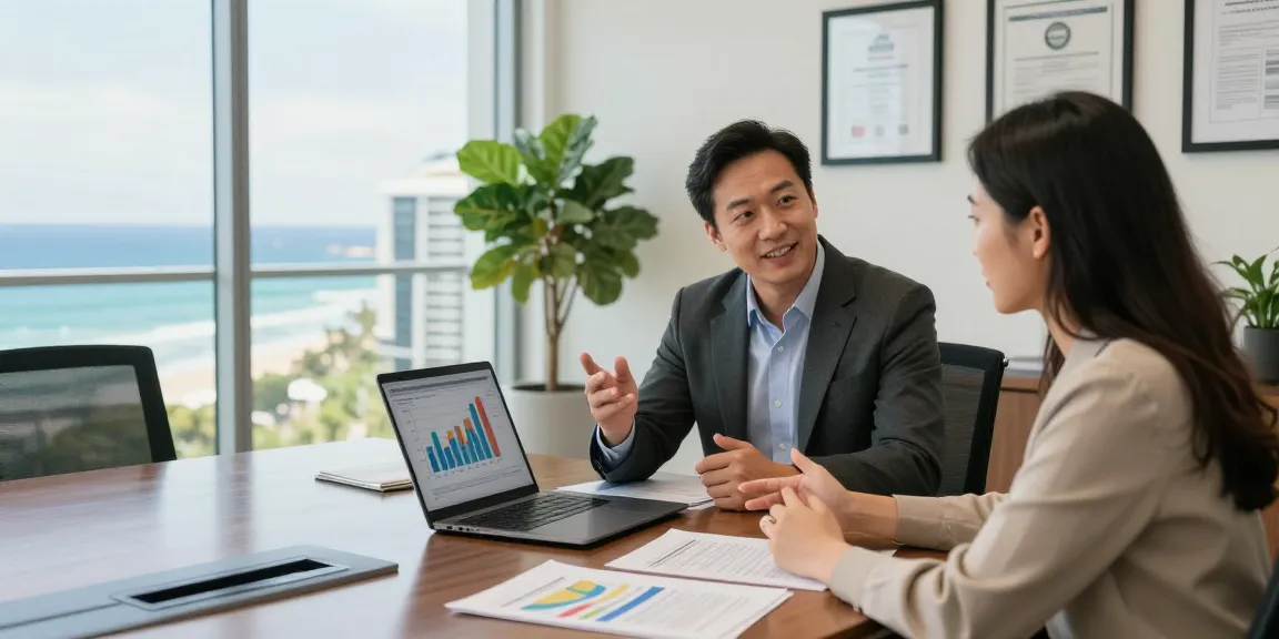 Wealth management consultation in Gold Coast Queensland Australia, advisor helping clients achieve financial goals.