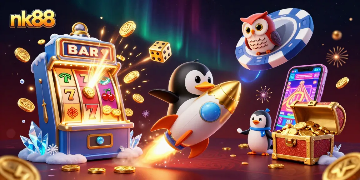 Experience thrilling gameplay at nk88 with the dynamic golden penguin, jackpot slot machines, and casino action!
