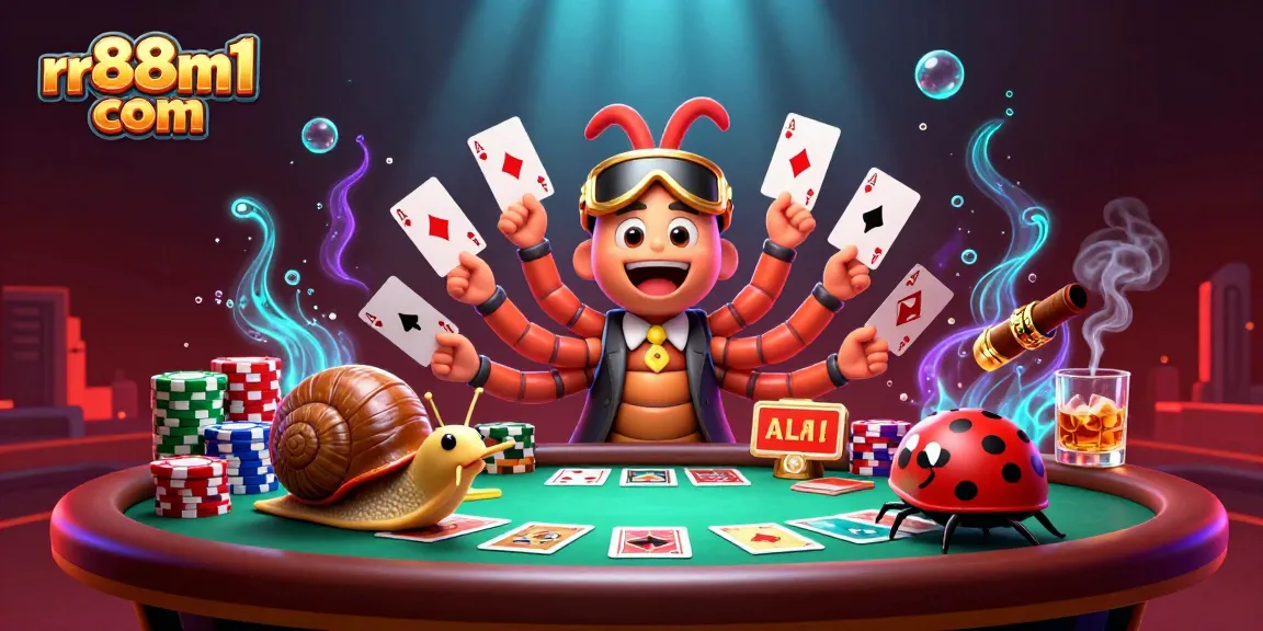 Experience thrilling gameplay at rr88m1 com with a vibrant casino scene featuring unique 3D characters.