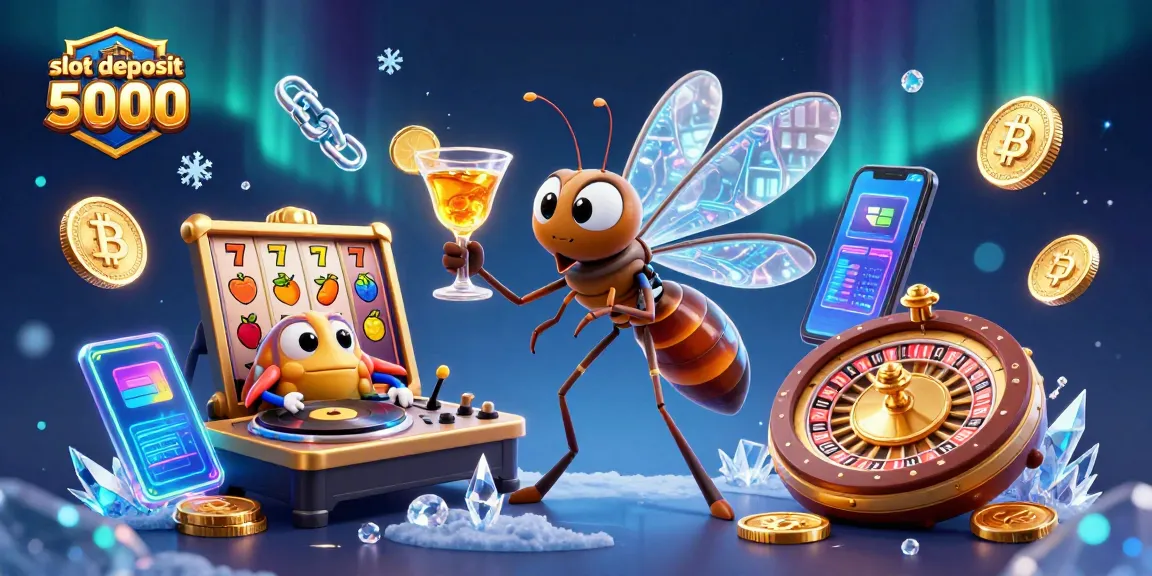 Menangkan slot deposit 5000 dengan simbol buah dan roda roulette dalam ilustrasi kasino digital ini.