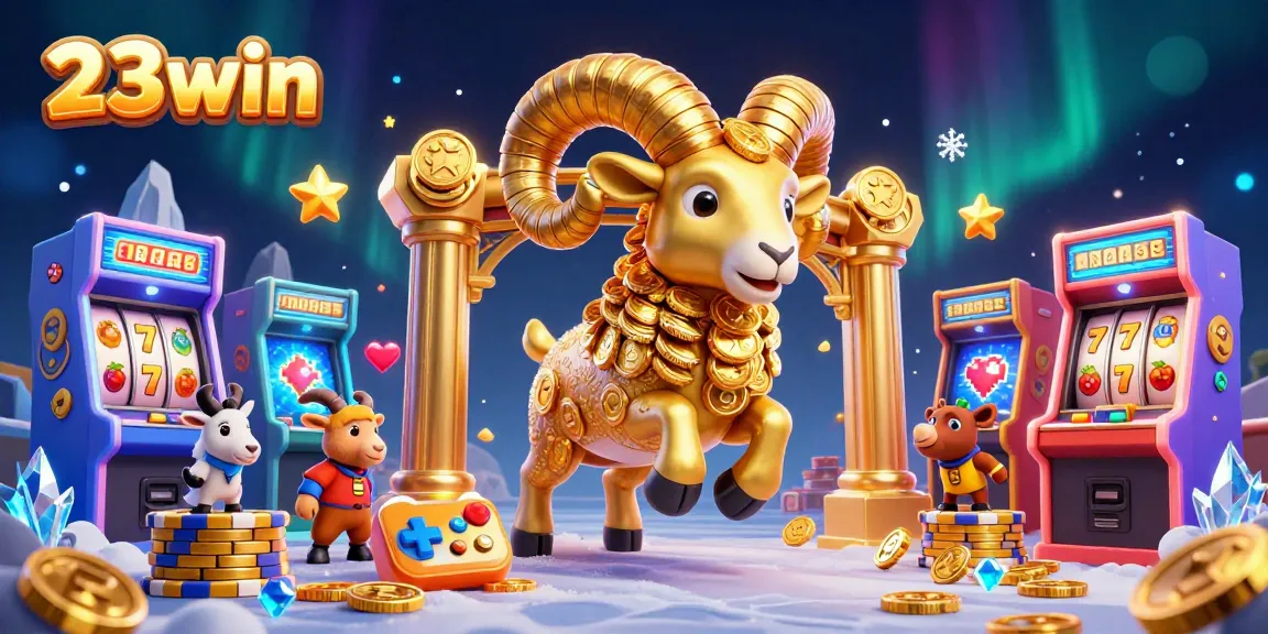 Win big at the 23win casino with an exhilarating 3D digital illustration featuring golden ram.