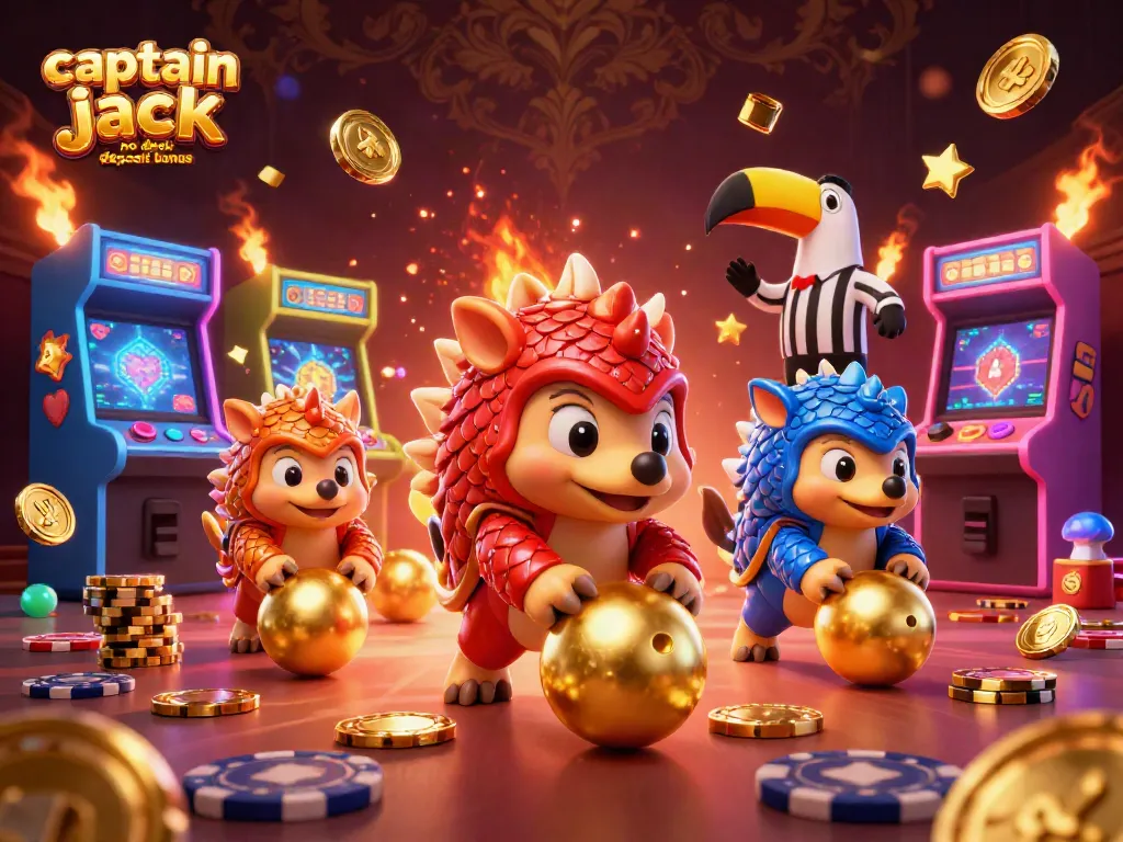 Engage with the captain jack no deposit bonus through lively pangolins in an action-filled casino scene.