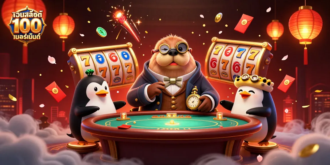Experience the thrill of เว็บสล็อต แท้ 100 เปอร์เซ็นต์ with a jolly walrus and friends playing underwater slots.