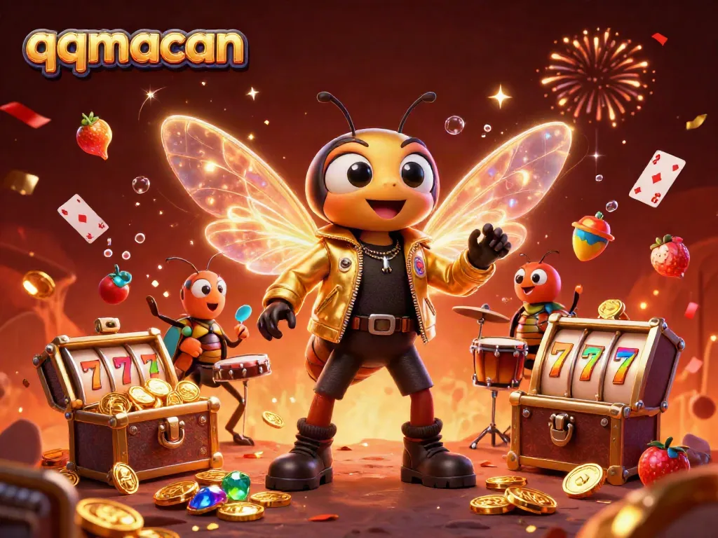 Engage players at qqmacan with vibrant jackpot excitement and dynamic casino elements in this illustration.