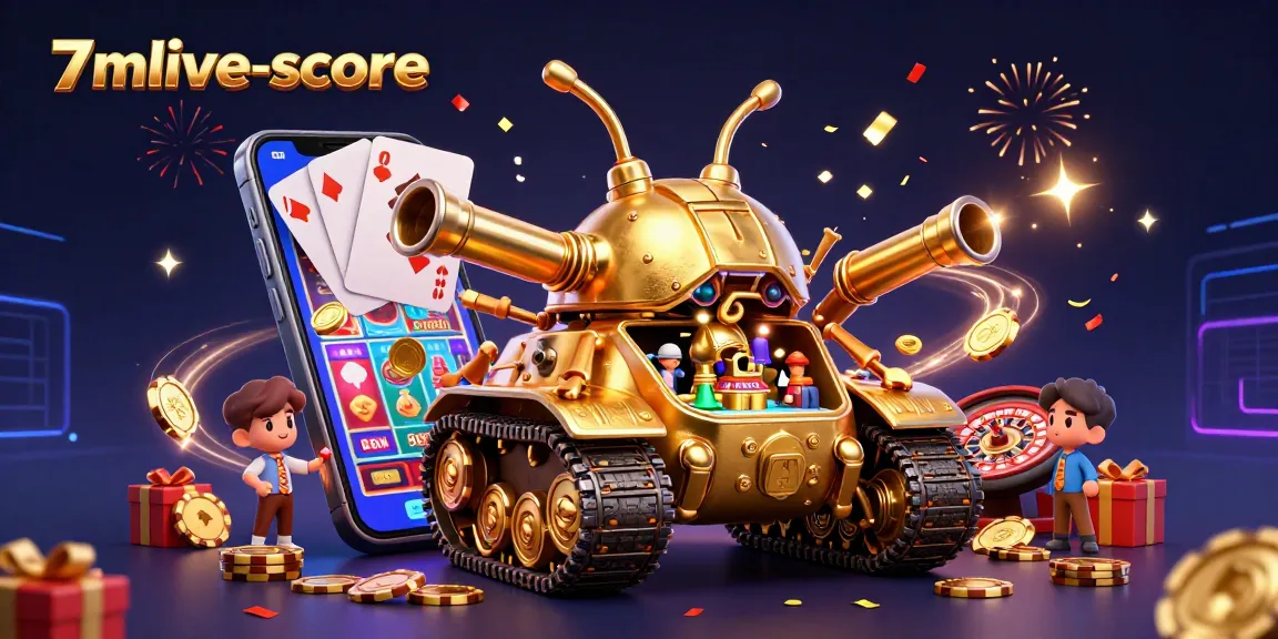 Experience thrilling wins at 7mlive-score with this vibrant casino-themed 3D illustration.