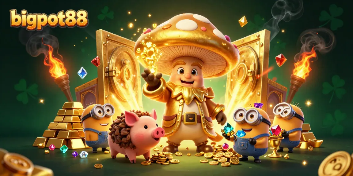 Experience the magic of bigpot88 as a golden wizard and his treasure-seeking allies bring excitement to the casino world.
