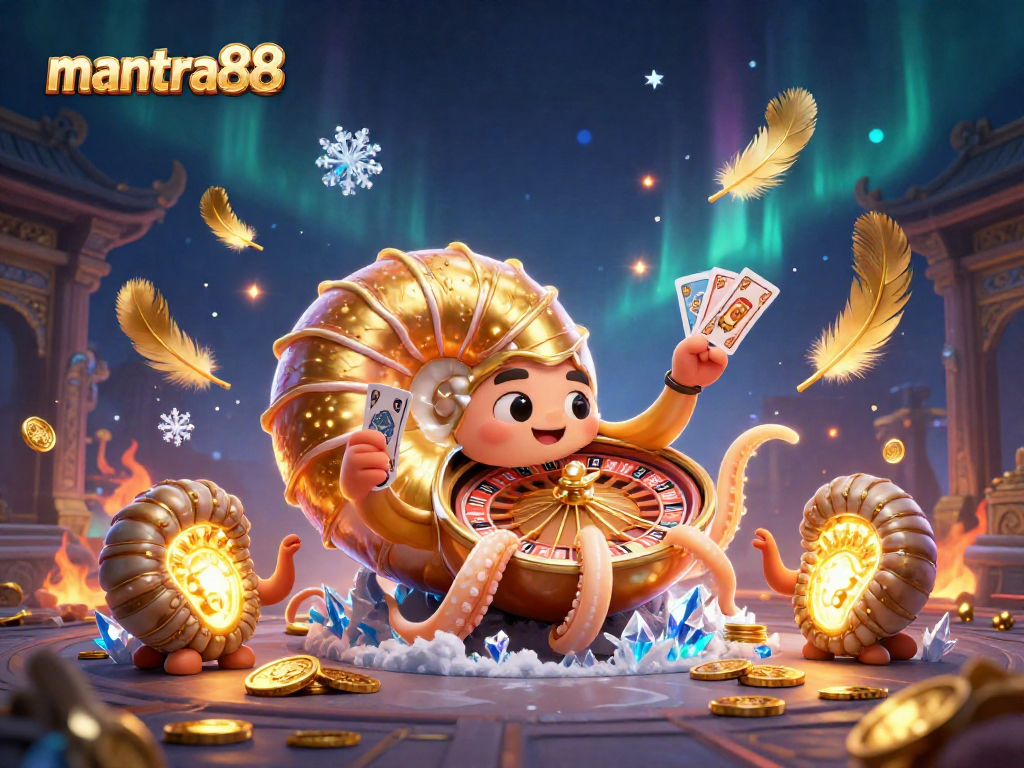 Engage with mantra88 gaming excitement in a vibrant casino illustration showcasing rich elements and dynamic characters.