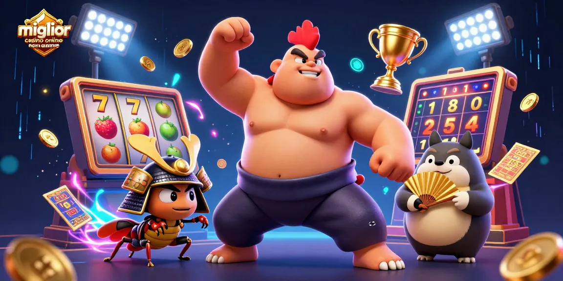 Giocatori nel miglior casino online non AAMS con un luccicante trofeo mentre puntano e festeggiano.