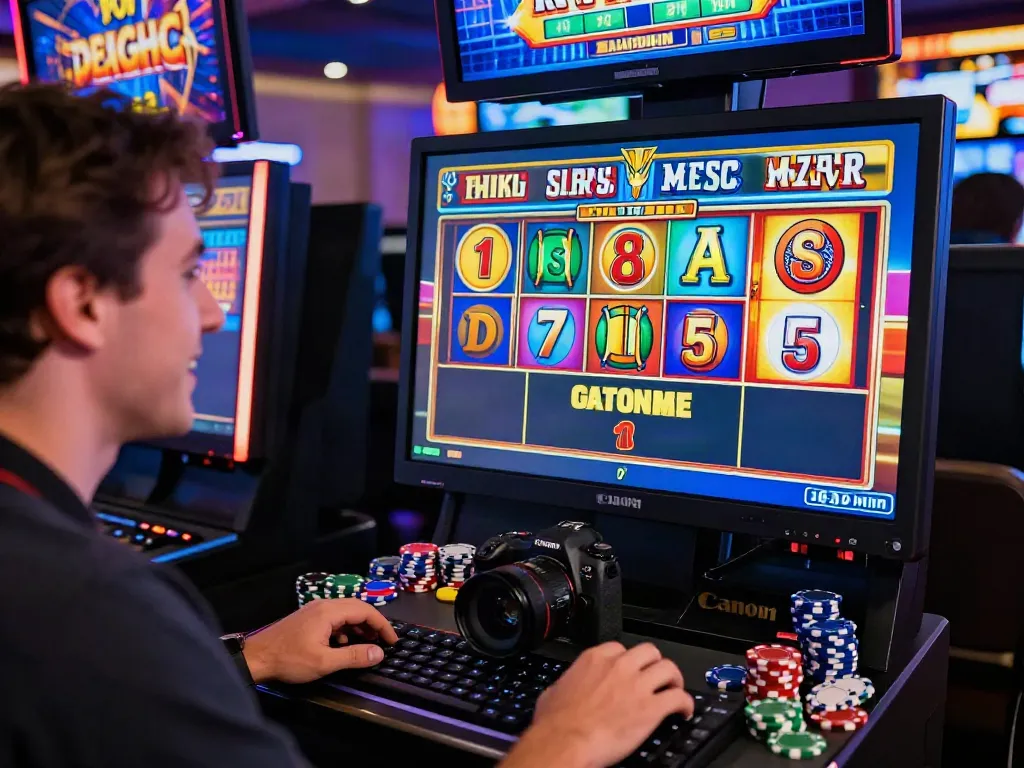 Player enjoying a thrilling slot game experience in a vibrant online casino environment.