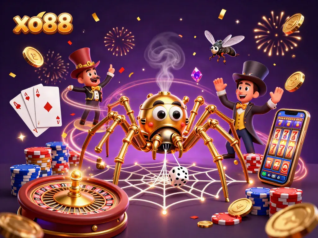 Experience exciting wins with xo88 at a vibrant casino filled with spinning roulette, golden rewards, and dynamic card games.