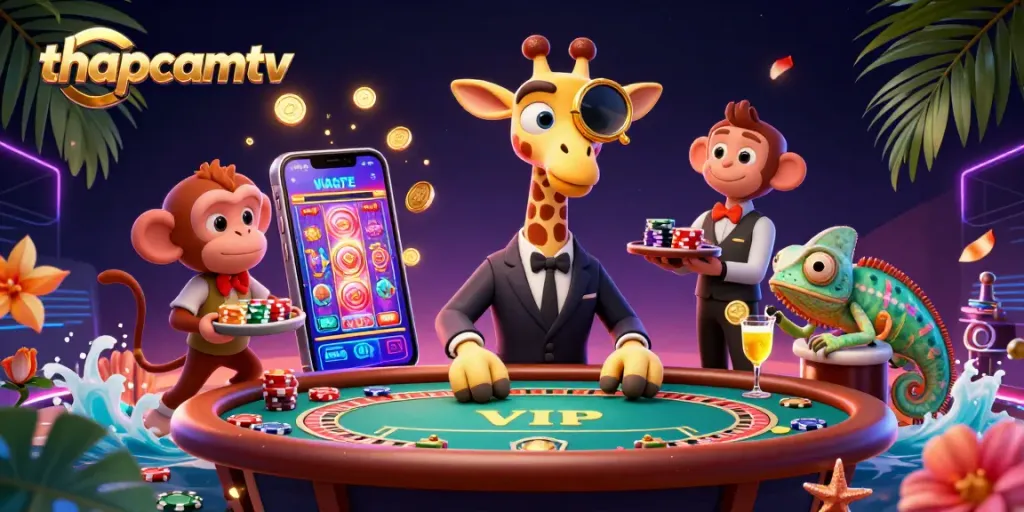 Experience high-stakes gaming with thapcamtv’s vibrant and dynamic casino scene featuring lively 3D characters.