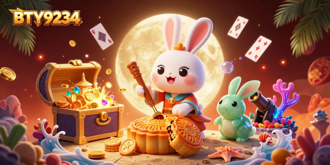 Experience the thrill of BTY9234 as a moon rabbit reveals poker chips among dazzling treasures.