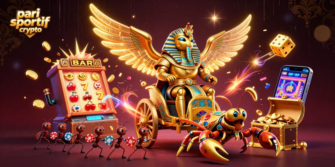 Placer des paris sur le pari sportif crypto avec des symboles de casino brillants et des personnages dynamiques.