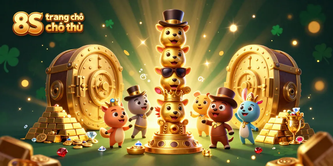 Engage with the excitement on trang chủ 8S chính thức, featuring a vibrant casino scene filled with treasures and playful characters.