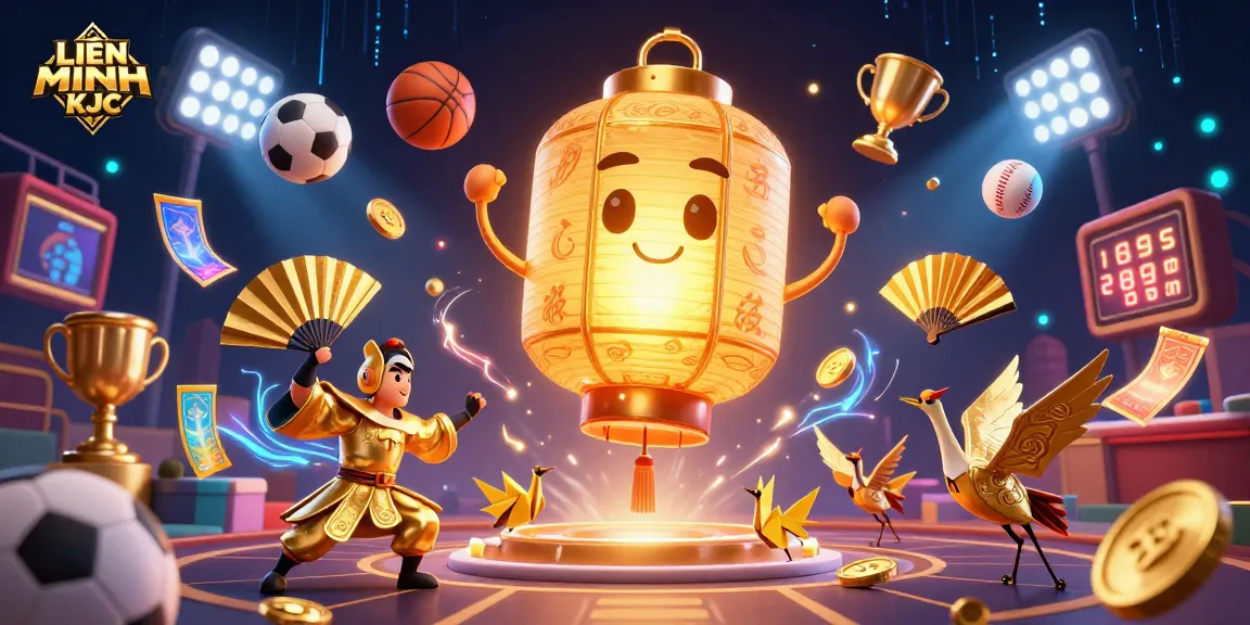 Experience dynamic gaming excitement with LIÊN MINH KJC at a vibrant casino night market.