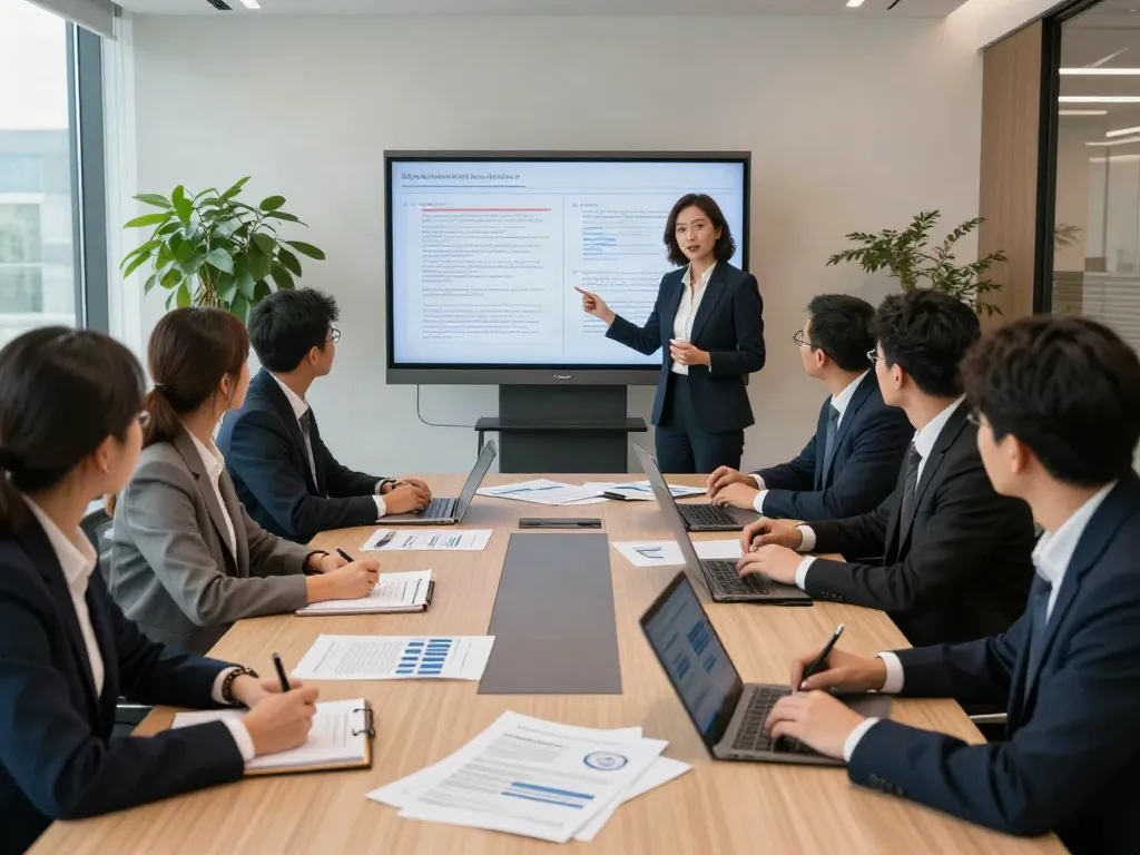 Lead Roedl law office collaboration scene depicting legal professionals strategizing in a modern setting.
