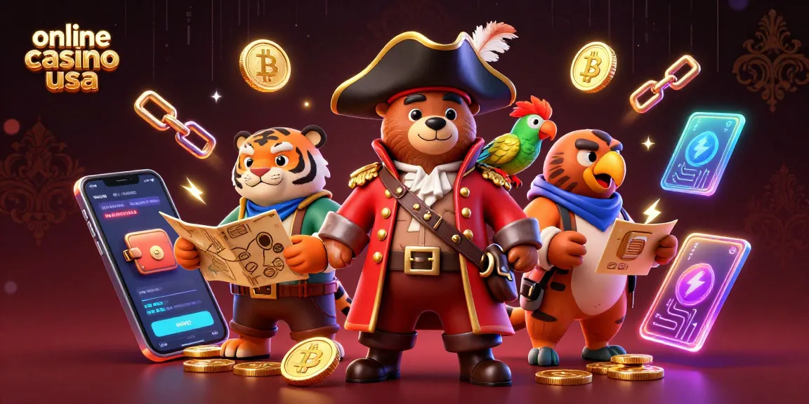 Experience thrilling gaming at online casino usa with vibrant characters and crypto elements in a dynamic 3D scene.