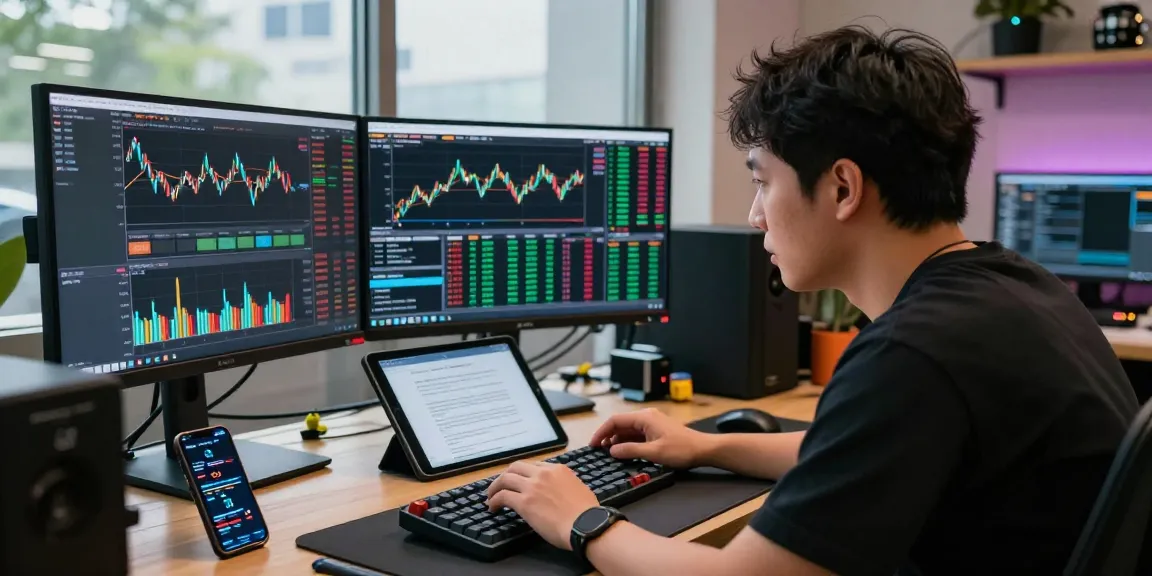 分析TWSE证交所数据源的开发人员，现代办公室内动态编程环境，实时股票数据展示。